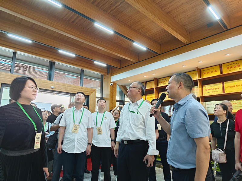 薛董事長在講解介紹竹結(jié)構(gòu)科技示范樓 薛董事長在講解介紹竹結(jié)構(gòu)科技示范樓