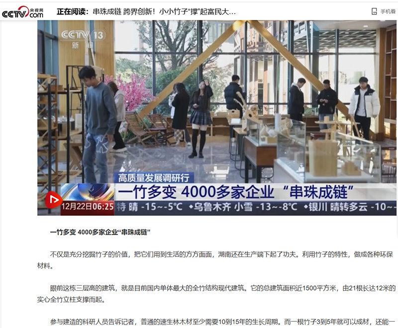 央視新聞—串珠成鏈 跨界創(chuàng)新！小小竹子“撐”起富民大產(chǎn)業(yè)